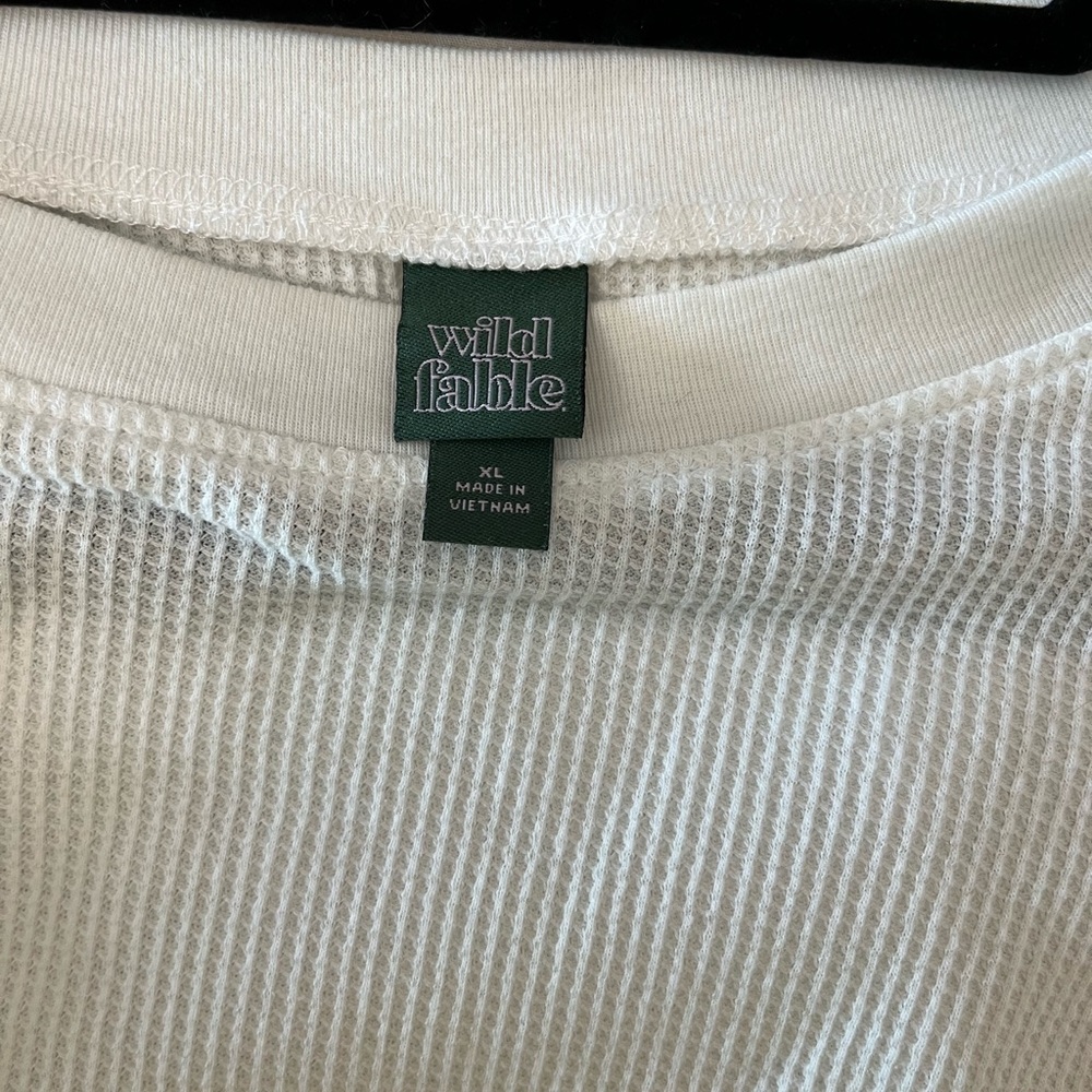 White Waffle Knit Long-Sleeved Top